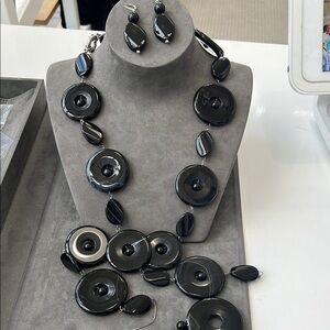 Polished Stone Retro Black Jewelry Set